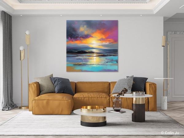 Large Art Painting for Living Room, Original Landscape Canvas Art, Contemporary Acrylic Painting on Canvas, Oversized Landscape Wall Art Paintings-Silvia Home Craft