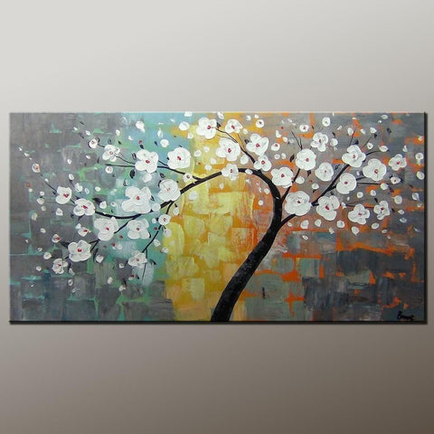 Flower Tree Art, Wall Painting, Abstract Art Painting, Canvas Wall Art, Bedroom Wall Art, Canvas Art, Modern Art, Contemporary Art-Silvia Home Craft