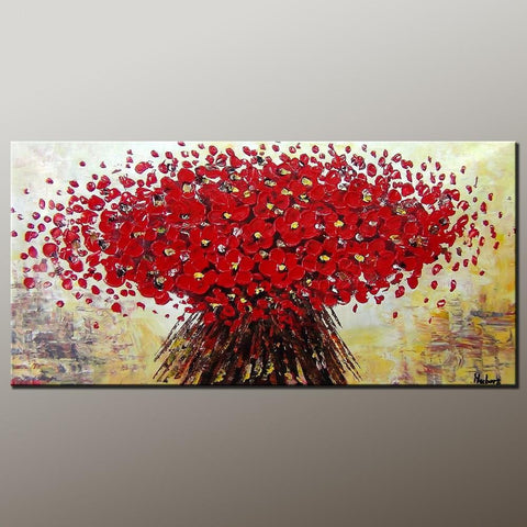 Heavy Texture Painting, Modern Art, Flower Art, Canvas Wall Art, Dining Room Wall Art, Canvas Art, Contemporary Art-Silvia Home Craft