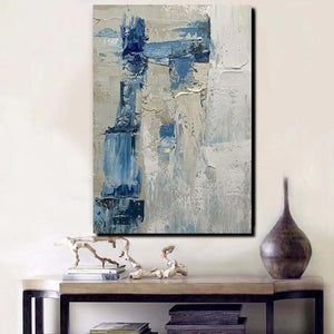 Simple Wall Art Ideas, Heavy Texture Painting, Blue Modern