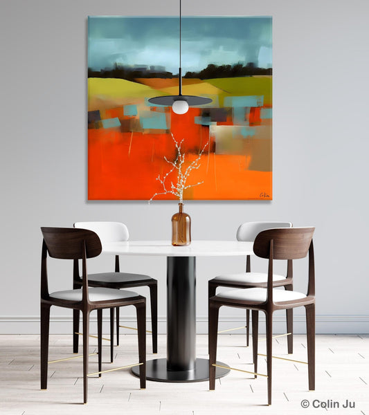 Original Landscape Wall Art Paintings, Oversized Modern Canvas Paintings, Modern Acrylic Artwork, Large Abstract Painting for Dining Room-Silvia Home Craft