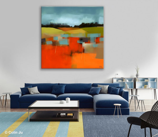 Original Landscape Wall Art Paintings, Oversized Modern Canvas Paintings, Modern Acrylic Artwork, Large Abstract Painting for Dining Room-Silvia Home Craft