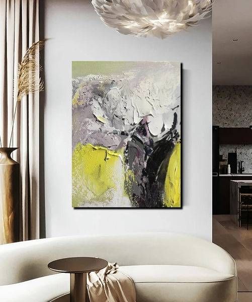 Living Room Abstract Paintings, Hand Painted Canvas Paintings, Heavy Texture Paintings, Palette Knife Painting, Modern Acrylic Painting-Silvia Home Craft