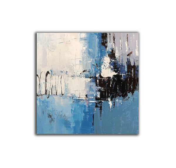 Simple Abstract Painting for Living Room, Modern Paintings for Dining Room, Blue Contemporary Modern Art Paintings, Hand Painted Art, Bedroom Wall Art Ideas-Silvia Home Craft